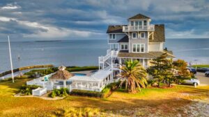 The ocean-facing home with mystique and stunning views on every level
