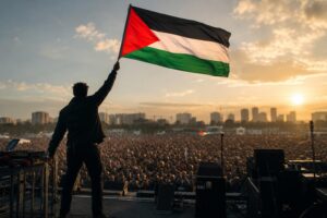 Massive Attack barred from Singapore for unfurling Palestinian flag on stage